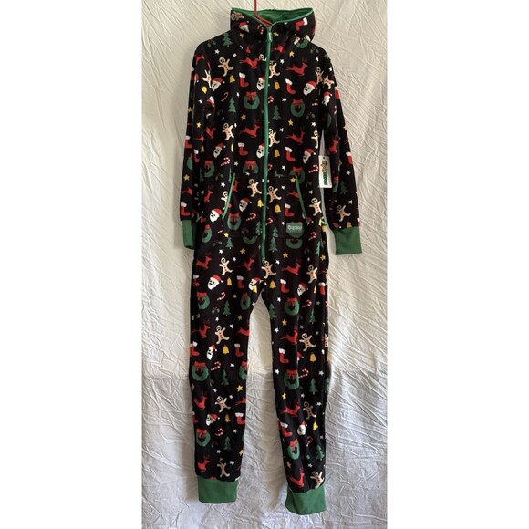 New Tipsy Elves Small Cookie Cutter Jumpsuit Full Zip Hooded Pockets - Picture 1 of 9